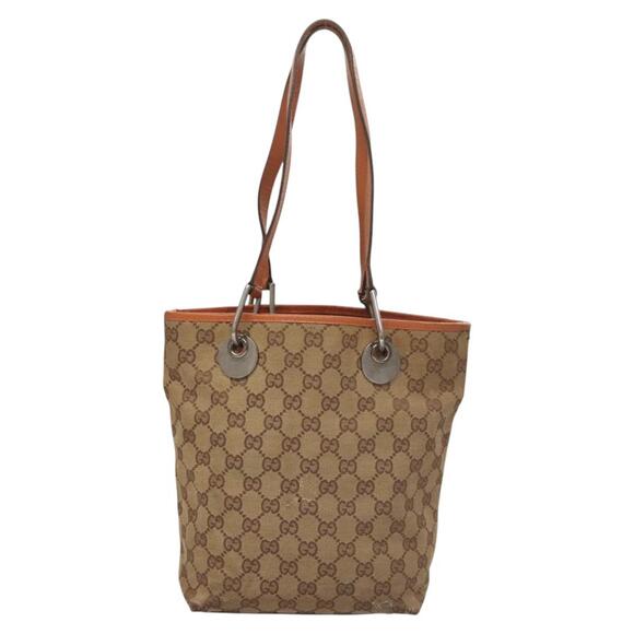 GUCCI GG Canvas Tote Bag Beige Silver - Picture 2 of 13